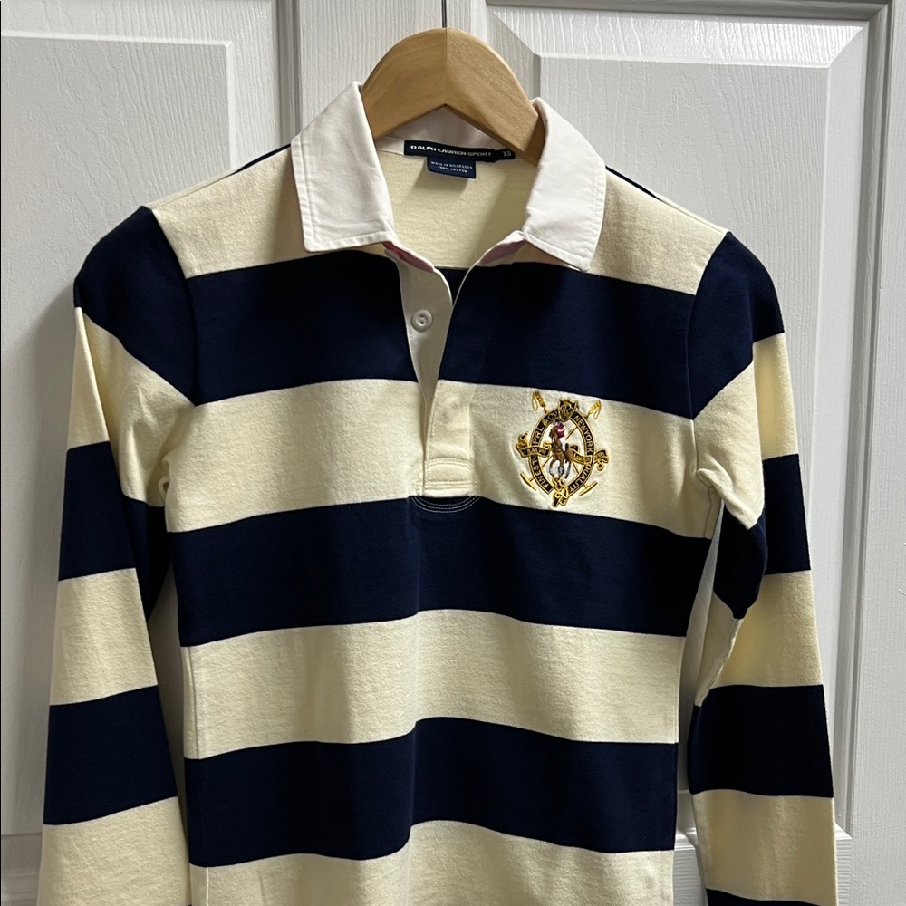 Polo by Ralph Lauren women’s Navy and Cream long sleeve Shirt size xs - Picture 2 of 9